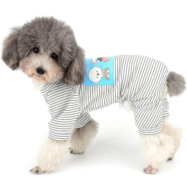 Hundpyjamas bomull randig för små hundar 4 ben tryckt valpar KLB