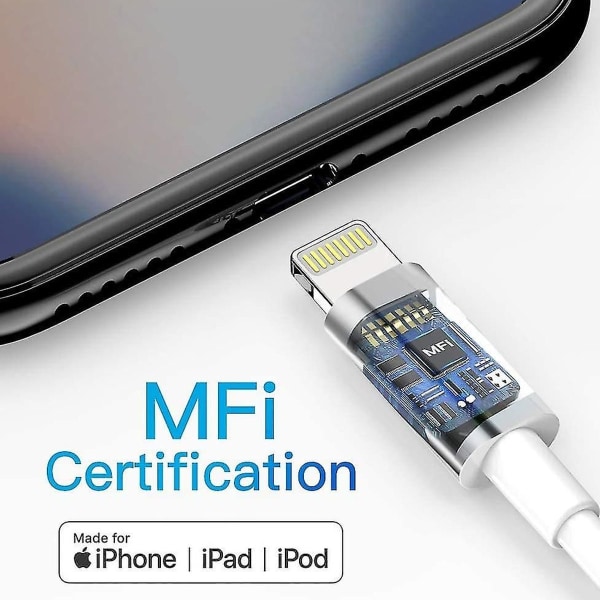 3-pak iPhone 2M opladningskabel MFI-certificeret Lightning