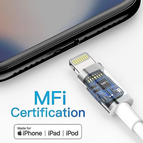 3-pakkainen iPhone 2M latauskaapeli MFI-sertifioitu Lightning
