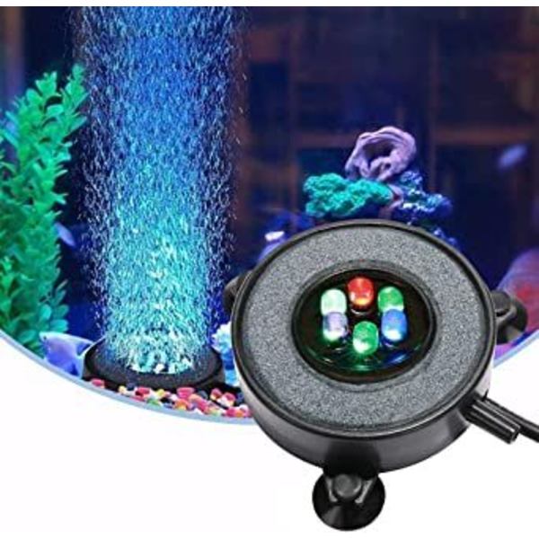 LED Akvarium Fiske Tank Luftsten Lys, Multifarvet Luftboble Sten Disk til Fisk