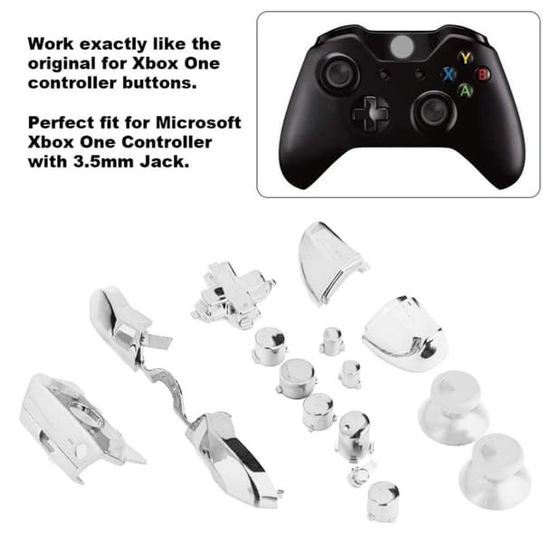 Komplett knappset för Xbox One / Elite-kontroller (3,5 mm vit KLB