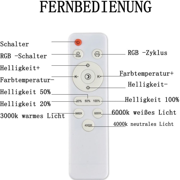 RGB LED -kattovalaisin, 24 W himmennettävä kattovalaisin kaukosäätimellä, 3000 K KLB