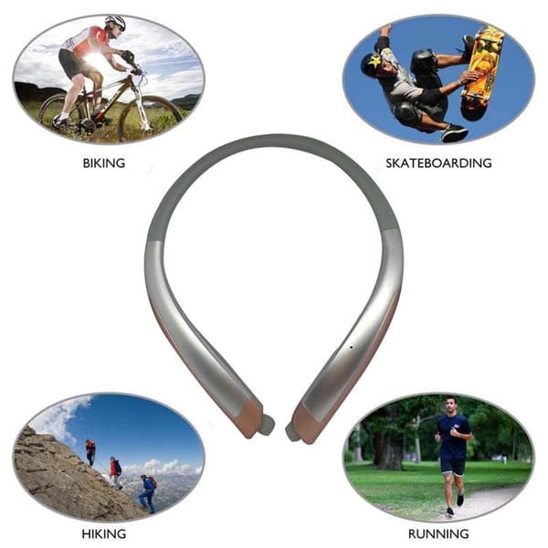 Bluetooth-hörlurar, trådlöst nackband sportheadset med silver