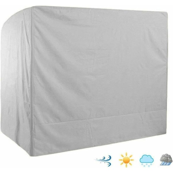 Vanntett 3-seters hagegengesett, 220x125x175cm 210D Oxford Anti-UV Swing Cover Utendørs Swing Beskyttende Deksel-grå KLB