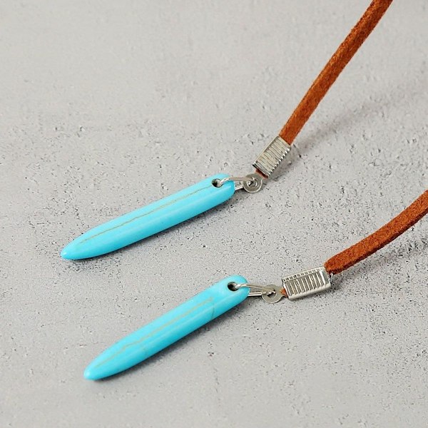 Naisten vintage pitkä choker-kaulakoru turkoosi riipuksella, seksikäs