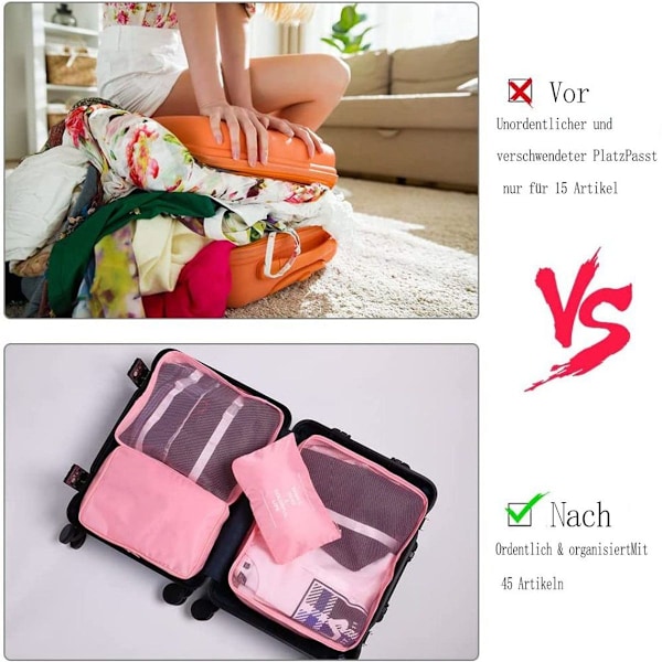 OSDUE Resväska Organiser Set 8 st, Packkuber, Vattentäta Resekläder KLB