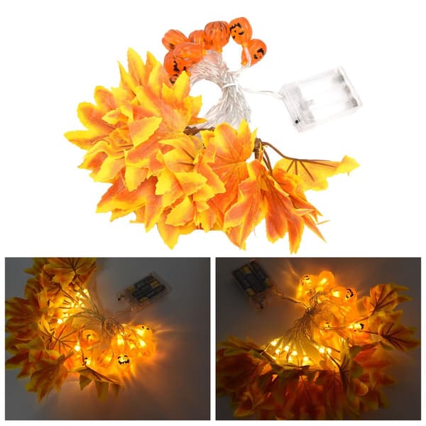 LED-slingor, gula lönnlöv, pumpagrimasdesign KLB