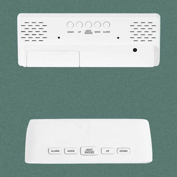 Spegelsängslarm Klocka Batteridriven LED-klocka Rektangulärt Vitt Skal (Grön