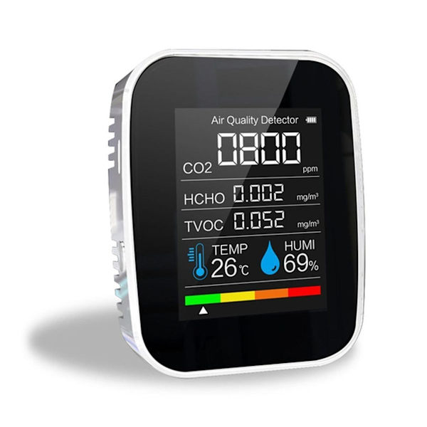 5 i 1 CO2-mätare digital temperatur fuktighetstestare TVOC KLB