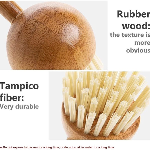 Oppvaskbørste, bambus oppvaskbørste Klassisk retrostil naturlig tre for kjøkken bad