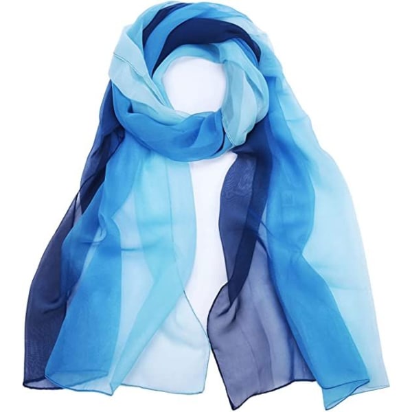 Mjuk gradientfärg damscarf 175*75cm -(blå)- Lätt damscarf,mjuk lättviktsscarf Sjal Mode Elegant damscarf Present