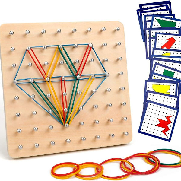 Puinen Geoboard-sarja Geometriataulu Montessori-puulelut lapsille, Inspire d KLB