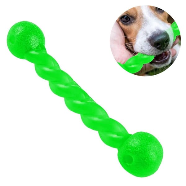 Hundleksak för tänder, gummispiral tuggben grön KLB