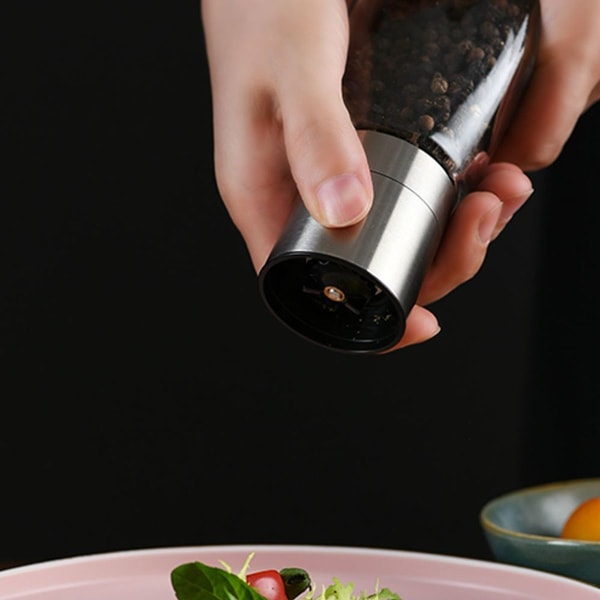 Salt- og pepperkvern, påfyllbar rustfritt stål salt og ny 500ml rustfritt stål lokk