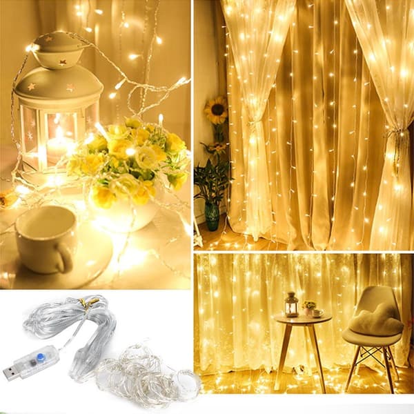 3x1m 100LED USB fjernkontroll kobbertråd fe lys 8 moduser KLB