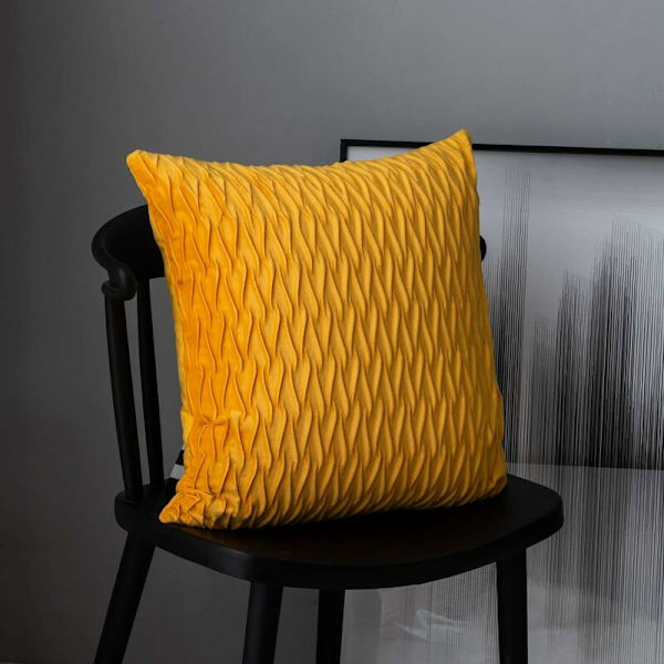 Fløyel putetrekk 45x45cm for stue sofa, sett med 6 ensfargede firkantede putetrekk soveromsdekorasjon, gul KLB
