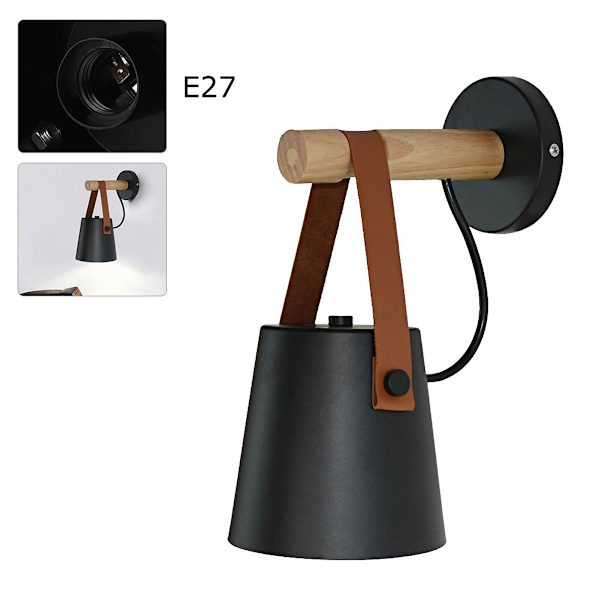 110-240V LED-vägglampa för inomhusbruk, trälampa för sovrum KLB