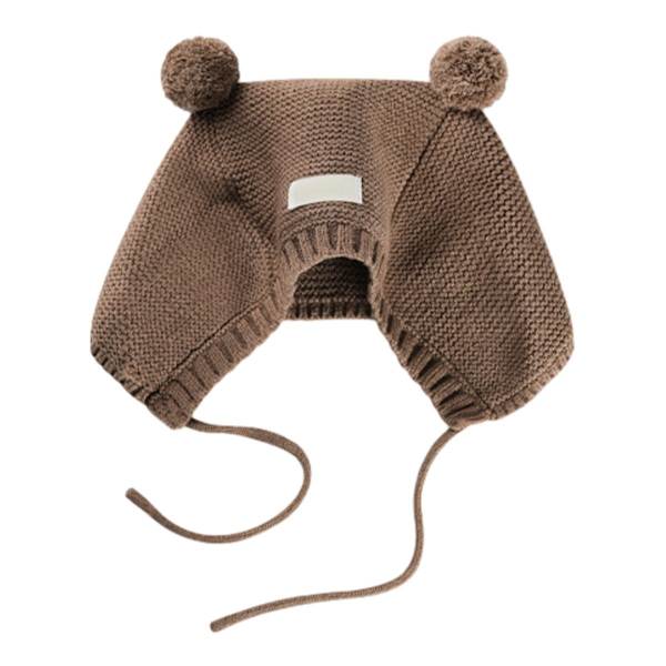 Baby virkad mössa Toddler söt björnöron mössa Toddler pojkar flickor kaffe KLB