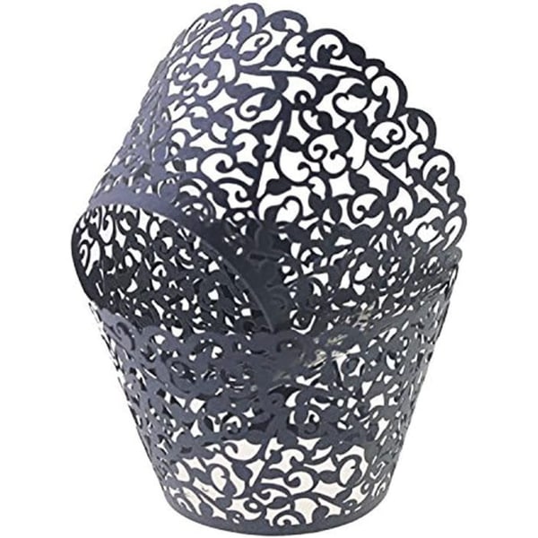 Muffinsformar i papper, Cupcake-omslag, Mini-kakformar för födelsedagar, bröllop, speciella tillfällen - Svart, 100-pack
