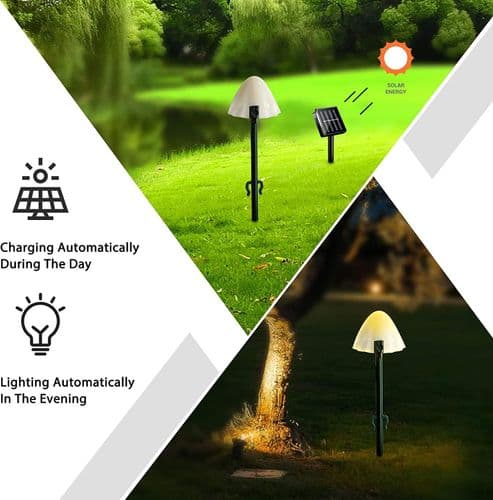 Solcelled sopplys sopp hagelys pollenlys 12 stk LED-eventyrlys utendørs