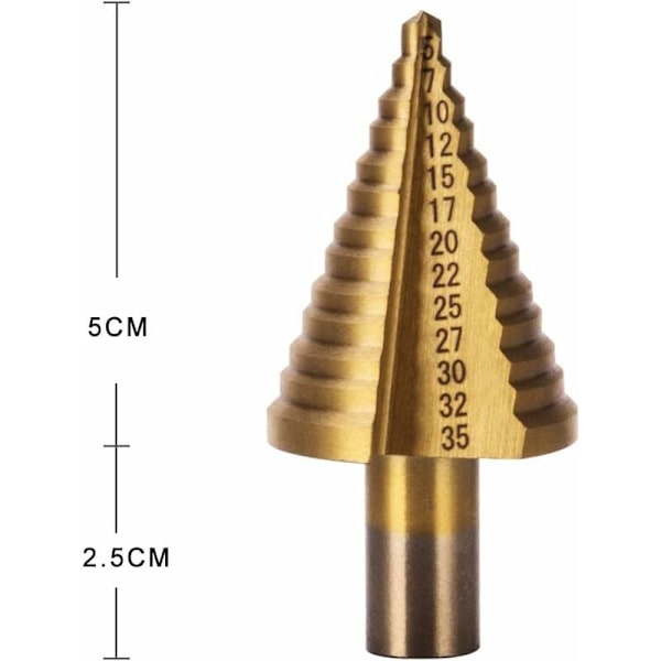 HSS Metallstegborr 5-35mm Professionell Titan Konborr Stegborsats med Väska för Trä Plast Metall KLB