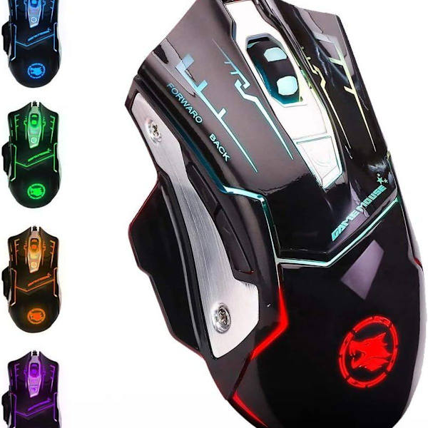 USB-datormus med kabel, lysande mus för bärbar dator med RGB 7
