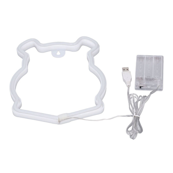 Neonljus LED-skylt i björnform, batteridriven, USB KLB