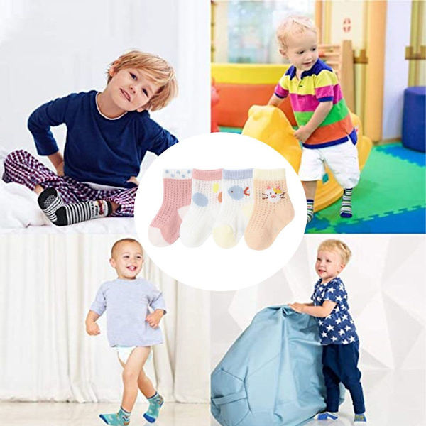 4 par strumpor för småbarn och flickor - mjuk bomull, L KLB
