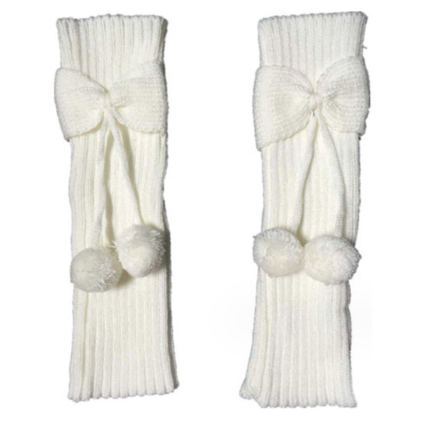 Lange benvarmere til kvinder Lolita Fashion Wool Cable Knit Hvid KLB