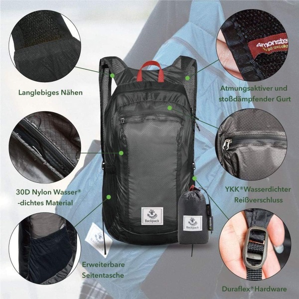 Ultralight vedenpitävä taitettava vuorikiipeily- ja matkareppu