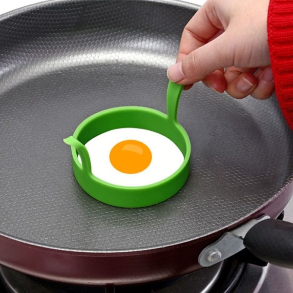 Silikon egg ringer for stekte egg, non-stick belagt, egg matlaging, grønn