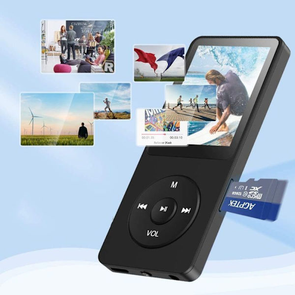 AGPTEK MP3-spelare Bluetooth 5.0 Sport 32GB med 1,5 tums TFT-hörlurar