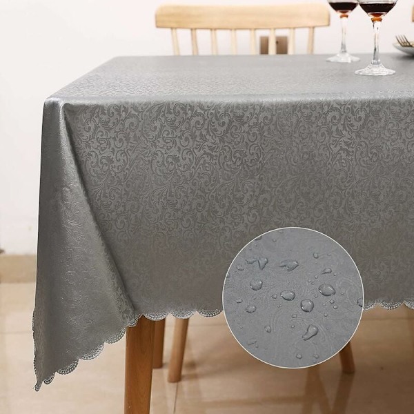 Rektangulær Anti-Stain Dugdug 200x200cm Vandtæt Dug Rektangulær Køkken Dug PU Oliedug Let Vaskbar (Grå) KLB