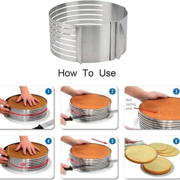 Ring Cutter Lagkage Slicer, Justerbar Ring 7 Lag Mousse, Til
