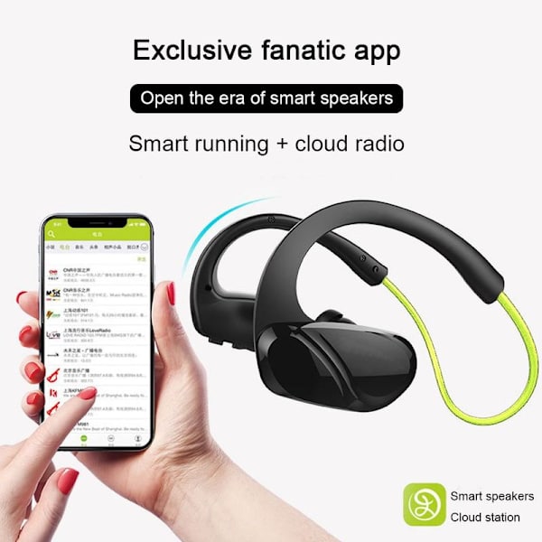 Bluetooth-kuulokkeet, hikin-kestävät, Bluetooth, vihreät
