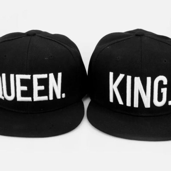 2 snapbacks kepsar hattar cap kung och drottning klassiskt svart set KLB