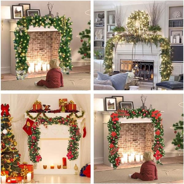 LED julekrans, 2,7 m kunstig juleguirlande med KLB