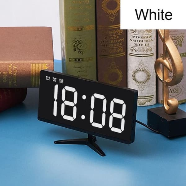 Elektronisk LED-klocka, smart digital bordsklocka (vit)