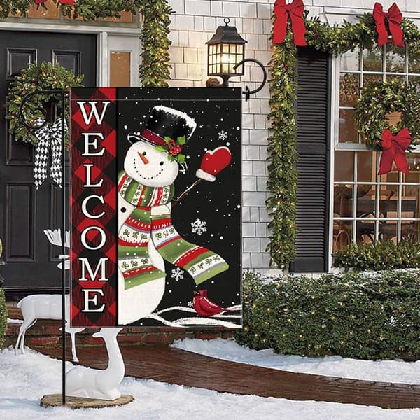 Julehaveflag Snemand Vinter 12 x 18 Dobbeltsidet KLB