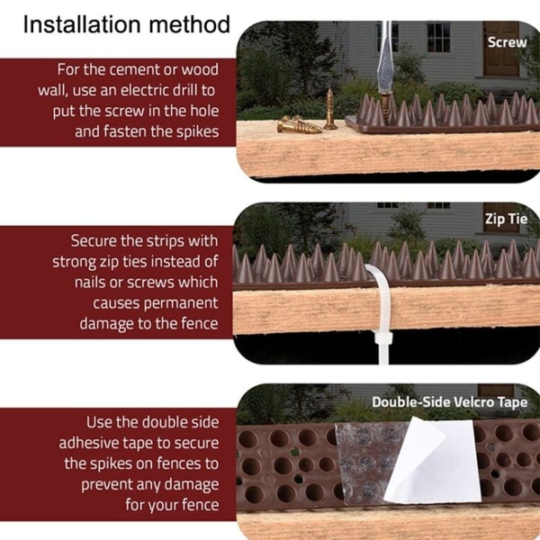 12 stk. Plastik Fugleafvisende Pigge til Hegn Anti-Klatring Pigge (Brun)