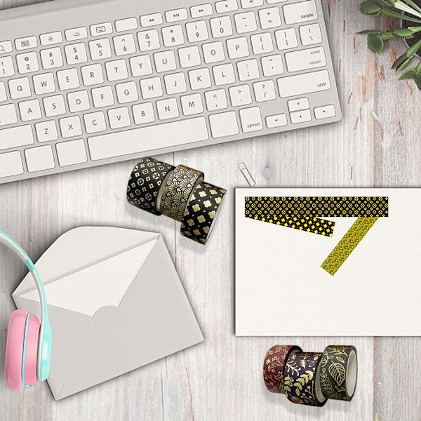 Rullar med dekorativ tejp för DIY-scrapbooking, pyssel, bullet