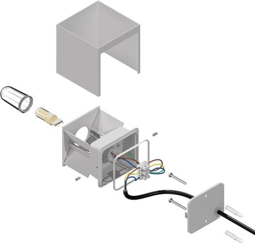 ledscom.de Vegglampe for utendørs, hvit, IP65, opp- og nedlys + LED-lampe