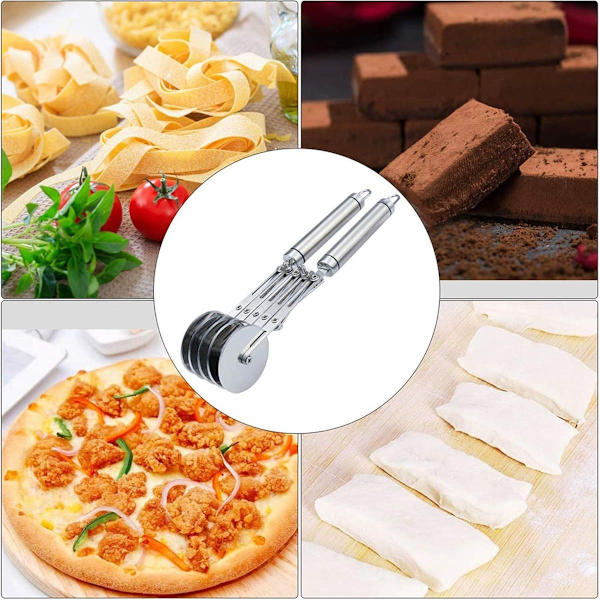 Degdelare, pizzaskärare i rostfritt stål 5 hjul justerbar kakdelare KLB