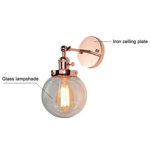 Modern rund klar glas väggbelysning vägglampor roséguld