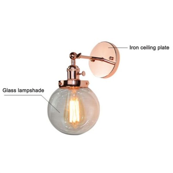 Moderne runde væglamper i klart glas med rosegold