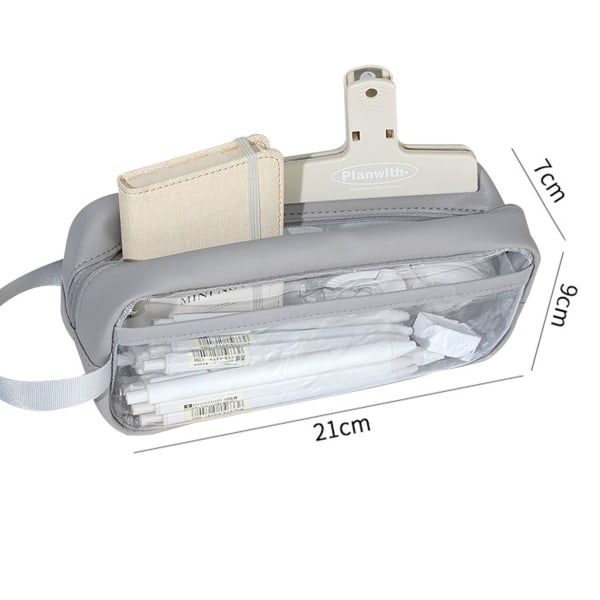 Penalhus Pen Bag Transparent Case Marker Bag Multifunktionel Grå KLB