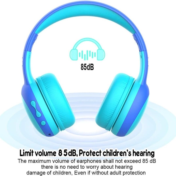 Bluetooth headset til børn med mikrofoner, blå