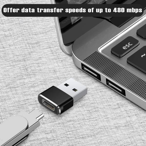 USB C - naar USB A -adapter, 2-pack, zwarte oplaadkabel
