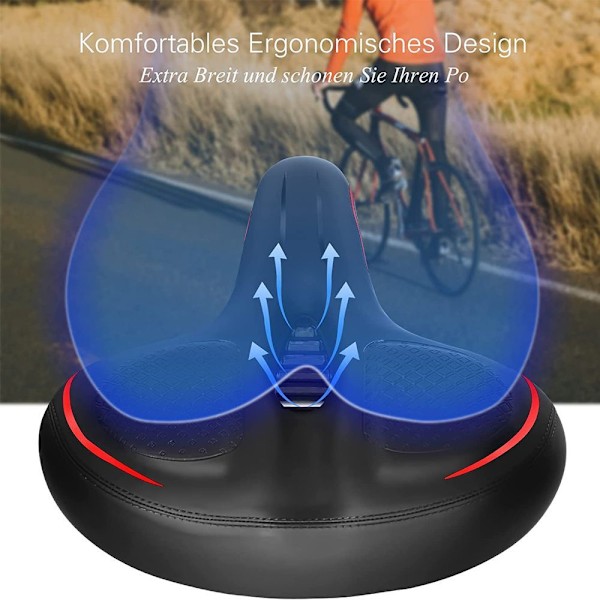 Cykelsadel, överdimensionerad gelcykelsadel för män, bekväm, vattentät, andningsbar