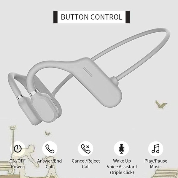 Titanium benledning hörlurar, trådlös Bluetooth grå